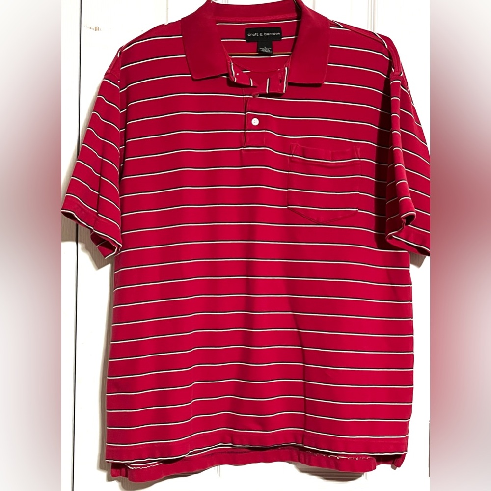 Croft & Barrow Red and White Striped Polo Shirt
